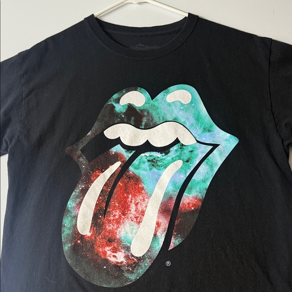 The Rolling Stones Black Tee with Multicolor Logo - Picture 1 of 12